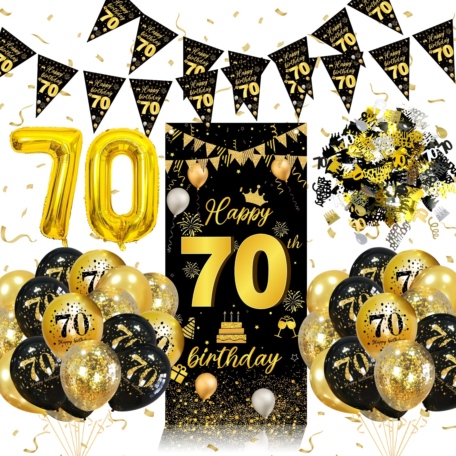 AYUQI Gold Birthday Decorations Graduation Party Wedding Party Gold and  White