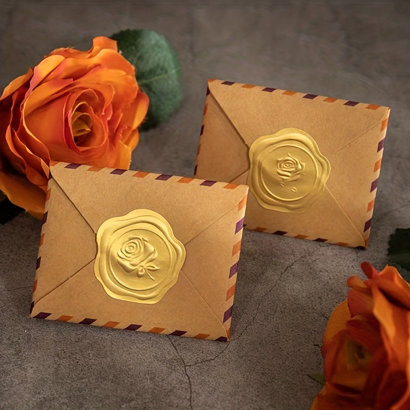 Golden Embossed Wax Seal Looking Heart Envelope Seals - Temu