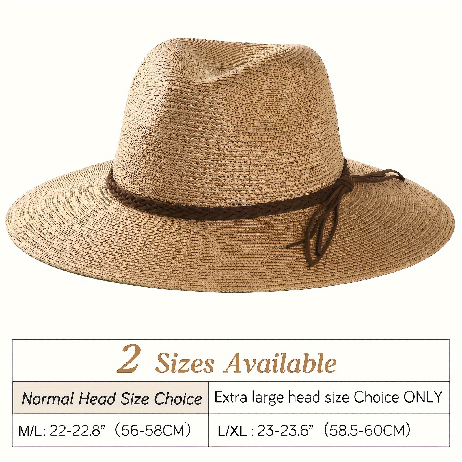 Classic UPF 50+ Panama Fedora Braided Belt Decor Straw Sun Hat, Bucket Hats Simple unisex Travel Beach Hats for Women,Temu