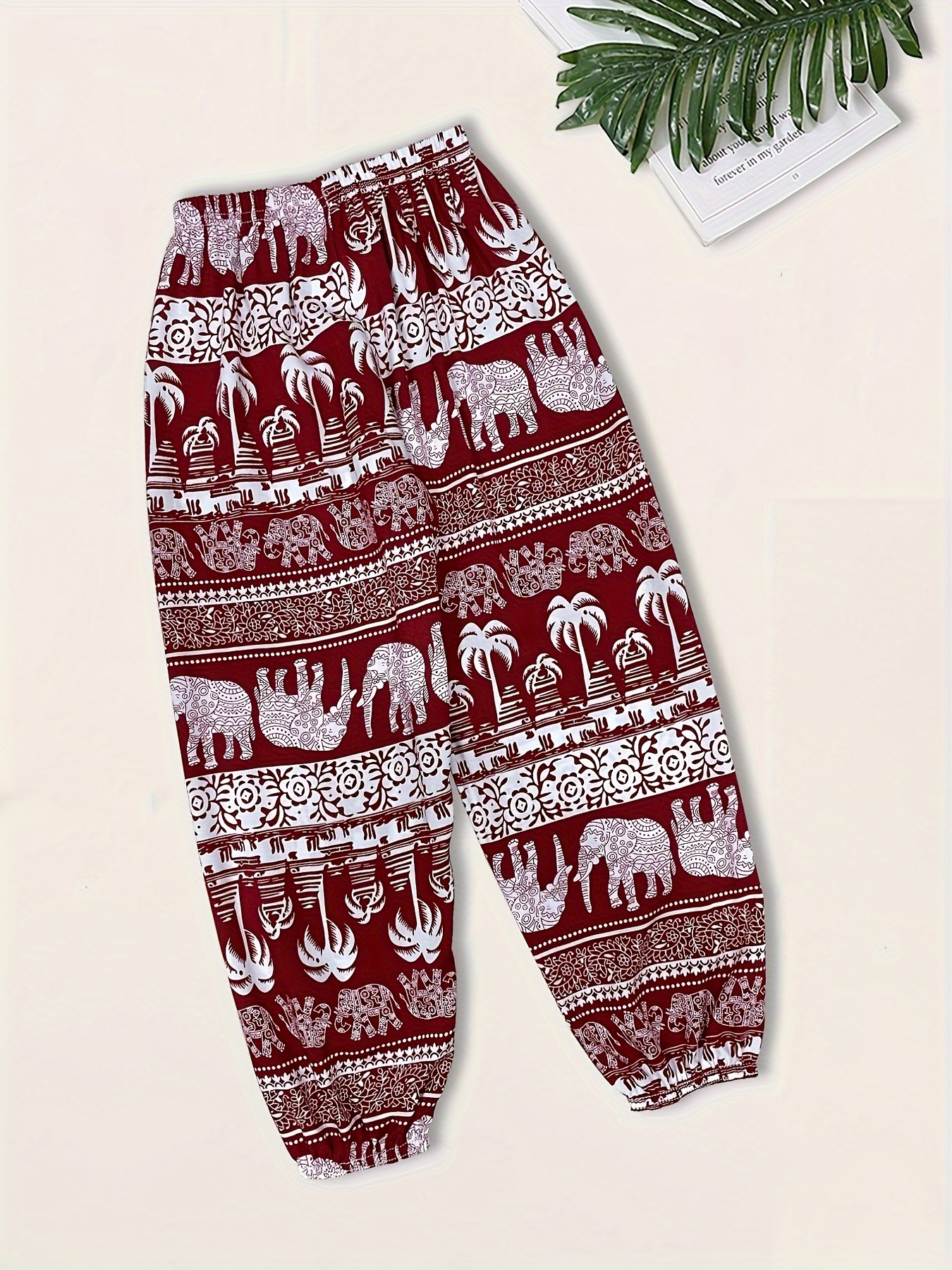Girls Casual Elephant Print Sporty Jogger Trousers Baggy Fit - Temu