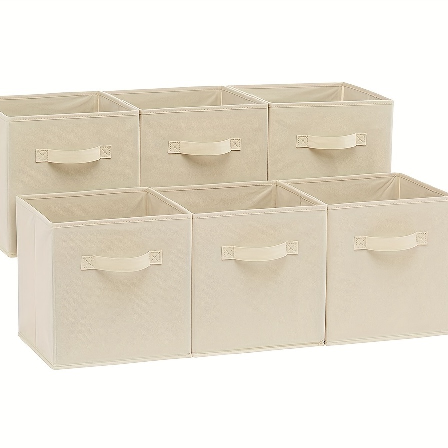 6pcs organizing bins fabric storage cubes laundry basket with handles