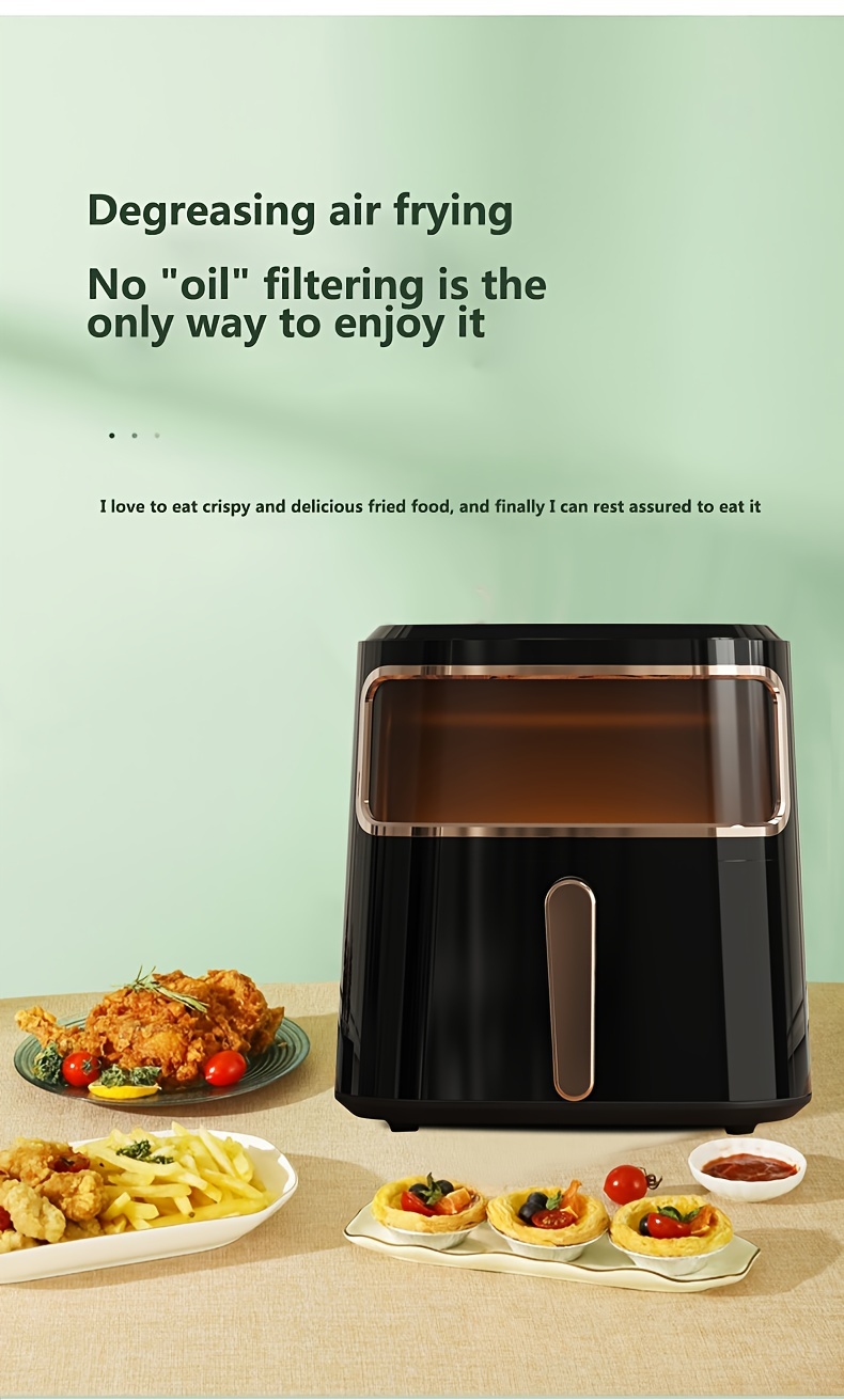 1set, Clear Air Fryer Oven Combination, 1.72gal Large Capacity Non-stick  Skillet-safe Detachable Square Basket, Electric Air Fryer With Temperature