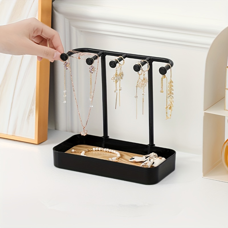 Wood Jewelry Organizer with Shelf, Earring Holder, Necklace Holder