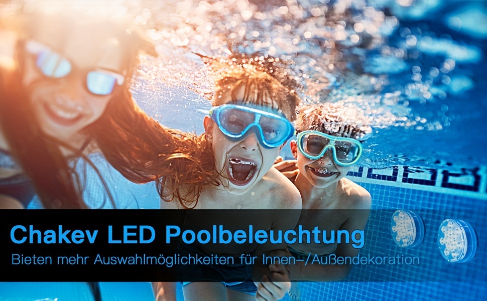 Accessoires de piscine Lumières LED submersibles avec RF à distance,  lumières de piscine étanches complètes pour piscine creusée avec aimants,  ventouses, changement de couleur Underwa