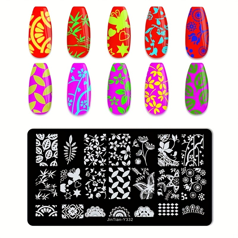 1pc Nail Art Stamping Plate Geometric Flower Pattern Stainless