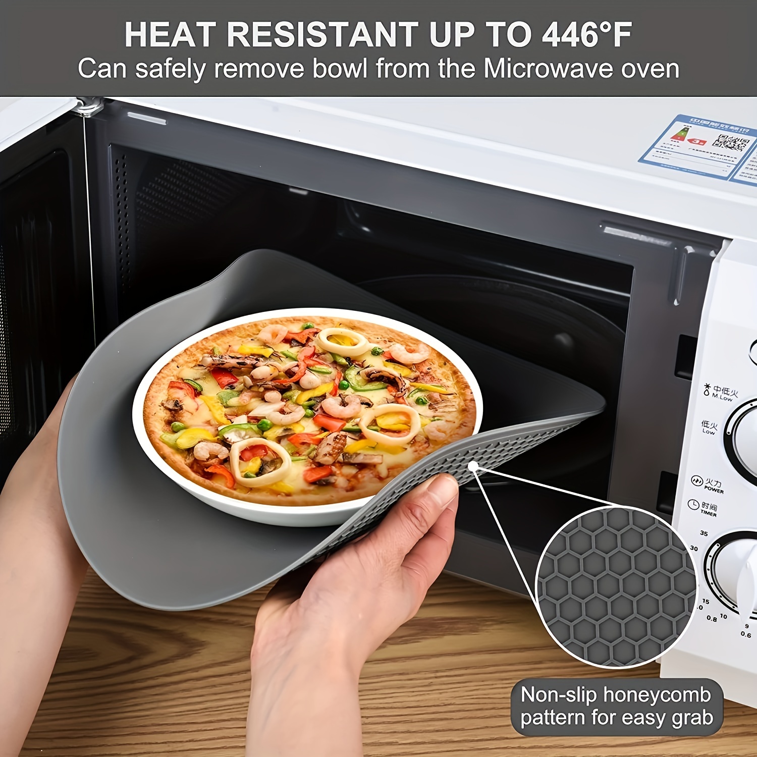 2 in 1 Microwave Cover & Mat, Clear Microwave Splatter Cover for Food Guard Lid Plate Cover, Silicone Heat Resistant Microwave Mat Non-Slip Drying