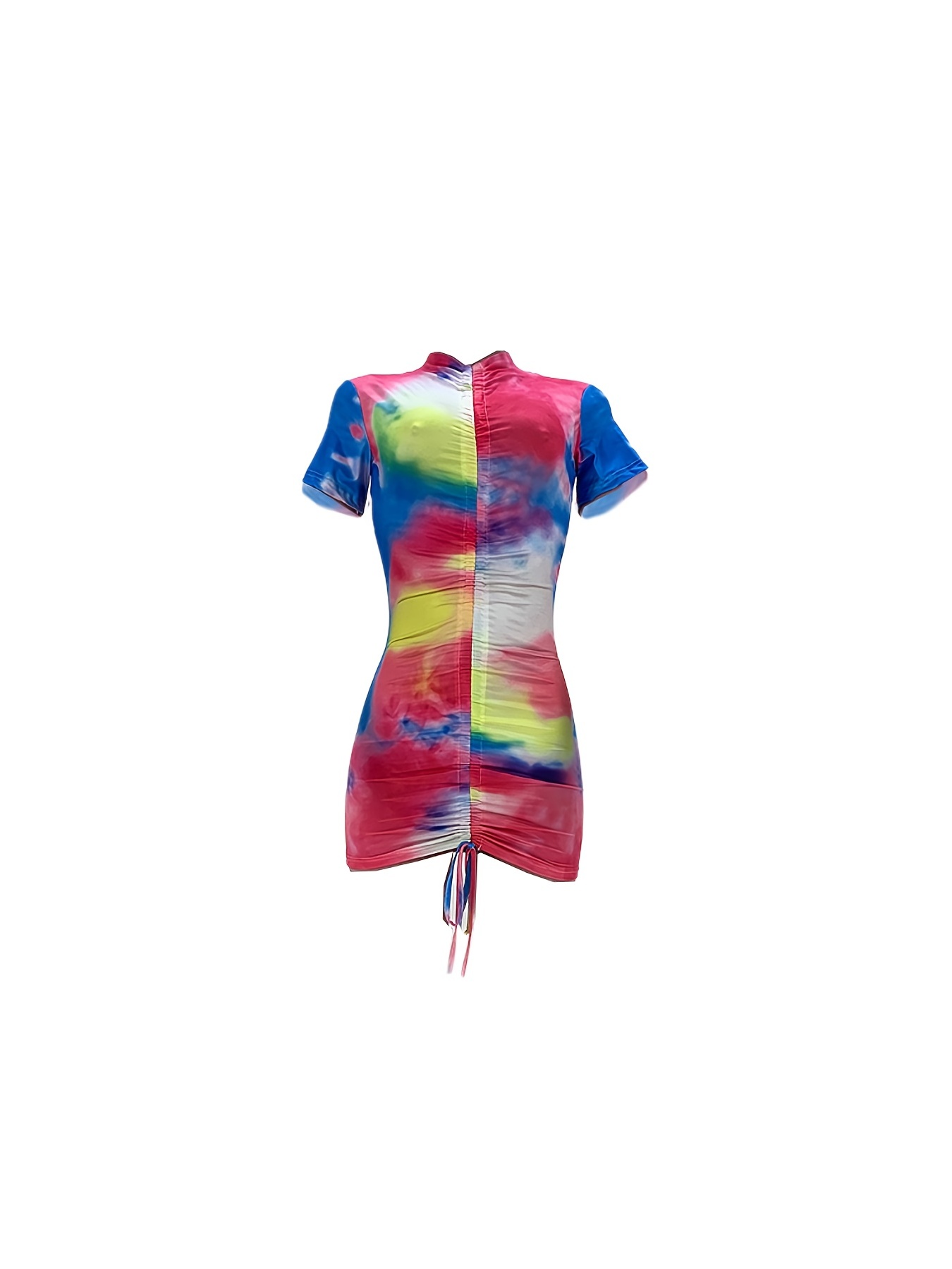 Women Tie Dye Multi Colour Casual Party Short Sleeve Drawstring Dress -  YorMarket - Shop and buy online Namibia