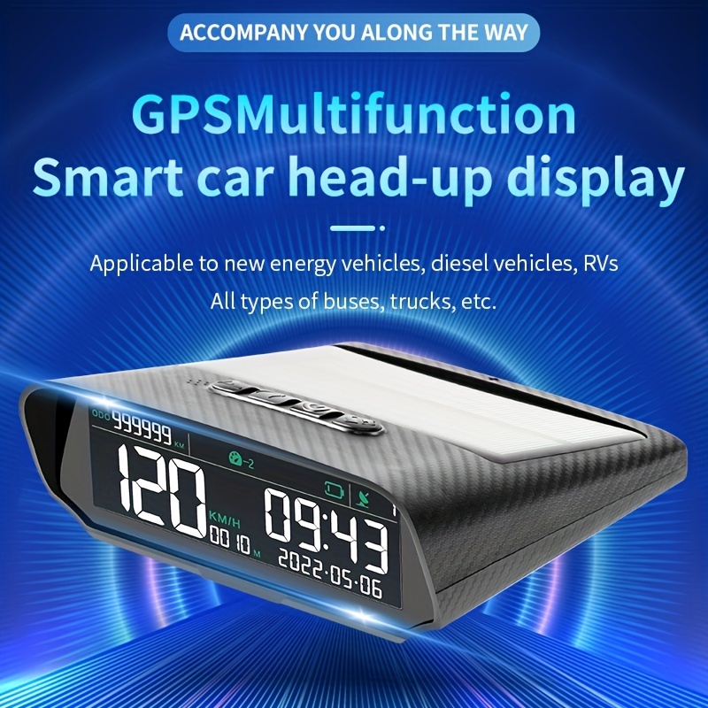 Solar HUD GPS Car Head Up Display Wireless Speedometer Display Speed  Satellite Time Date Auto Adjust Screen Brightness Car Clock