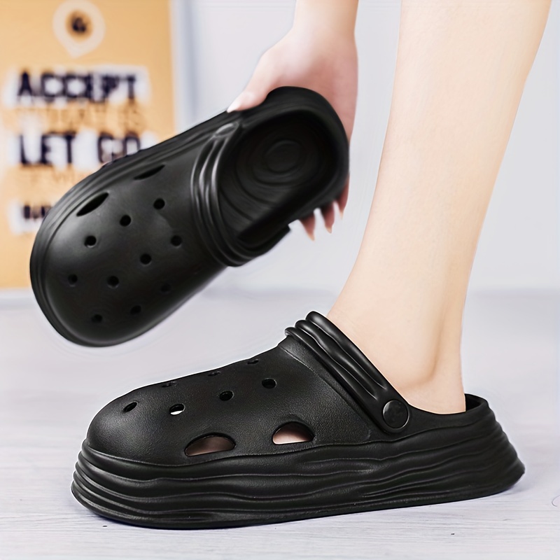 Women's Letter & Floral Pattern Clogs, Slip On Round Toe Hollow Out  Platform Slides, Summer Casual Daily Shoes - Temu Belgium