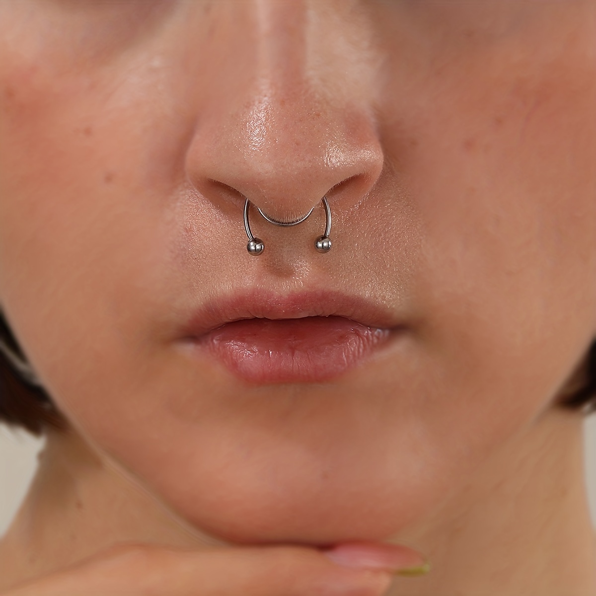 Fake nose piercing price - with rhinestones, ring