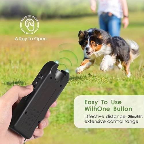 ultrasonic dog chaser portable dog repellent device dog anti barking device dog bark control handheld with led light