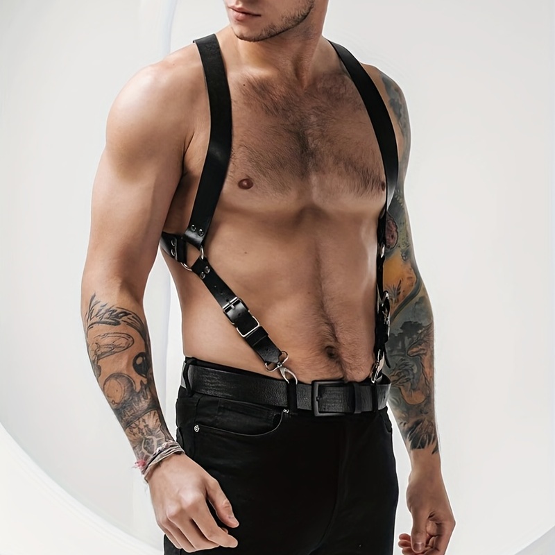 Men's Fashion Sexy Adjustable Pu Leather Body Harness Belt - Temu
