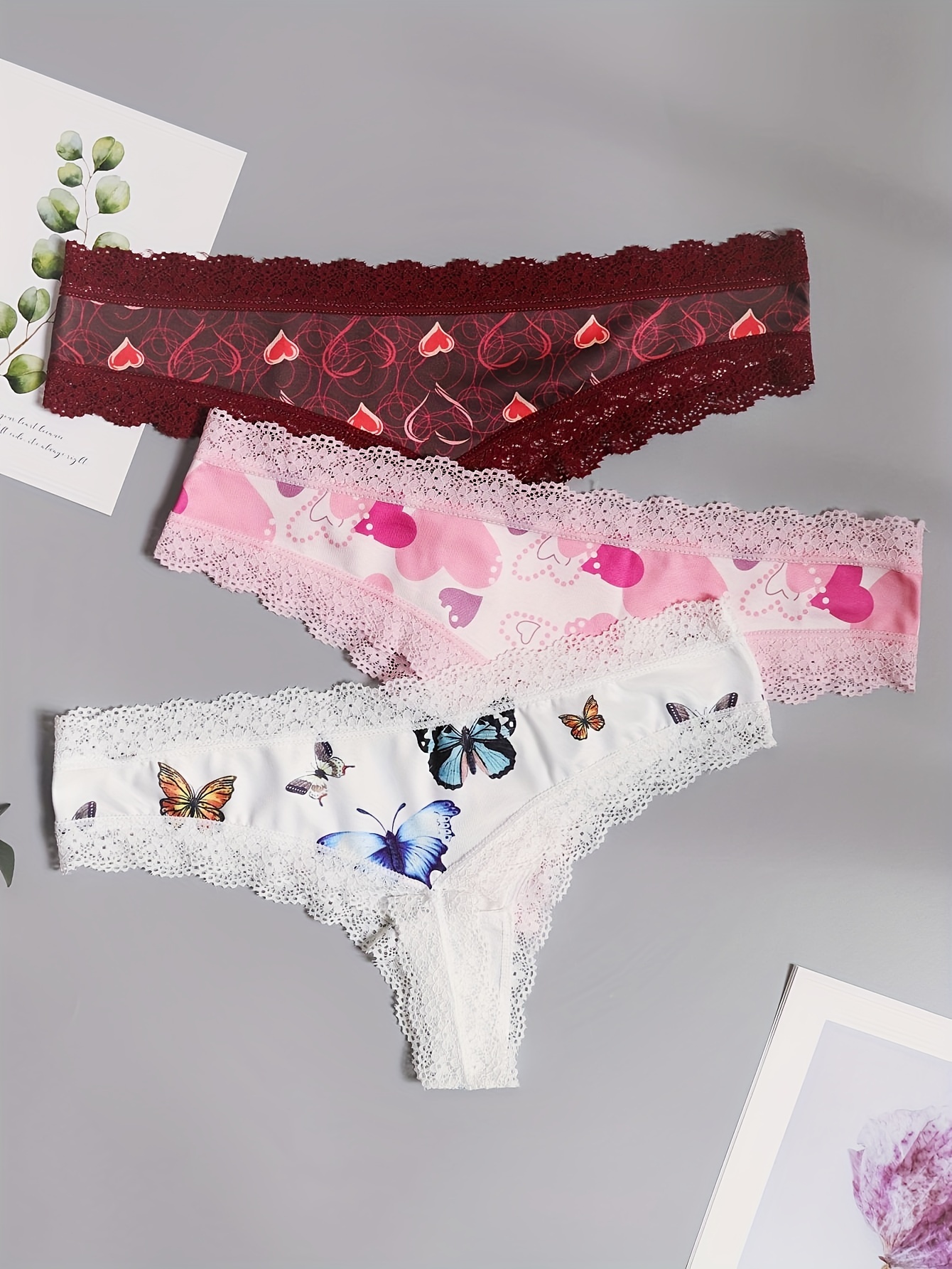 5pack Lace Butterfly Thong Panty Set