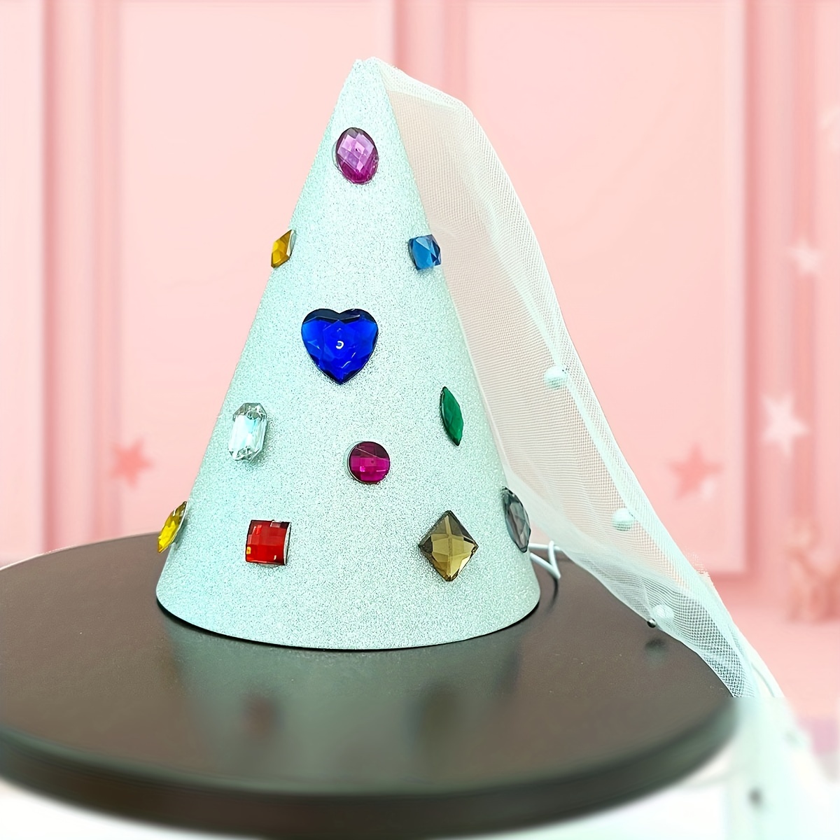 1pc, Couleur Strass Paillettes Triangle Chapeau Fête Photo