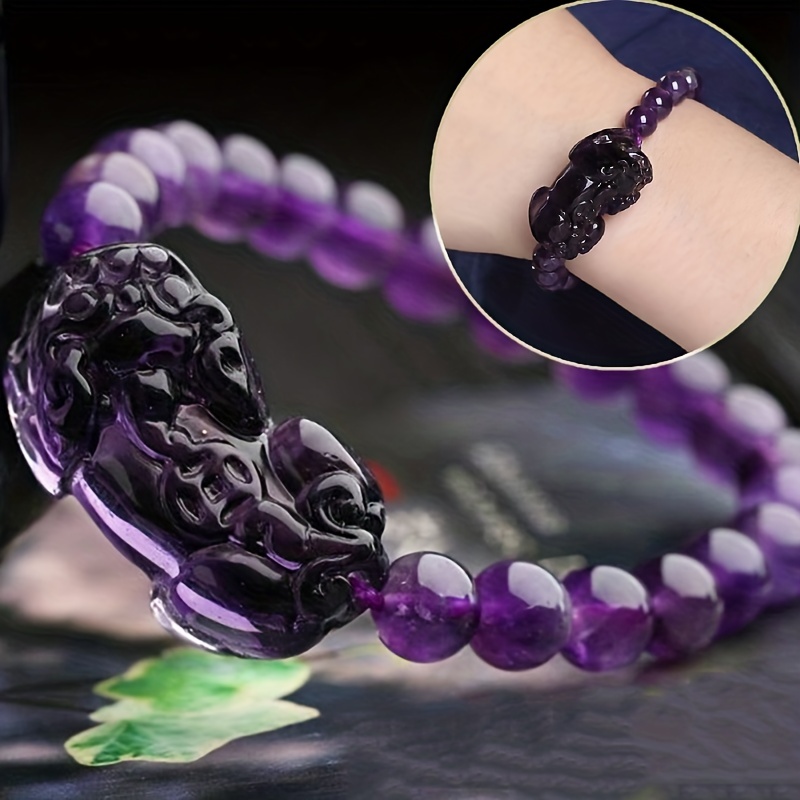 Amethyst Beads Bracelet Luxury NICHE Exquisite Hand String Purple Beads Bracelet Girlfriend Gift,Bracelet for Women,Temu