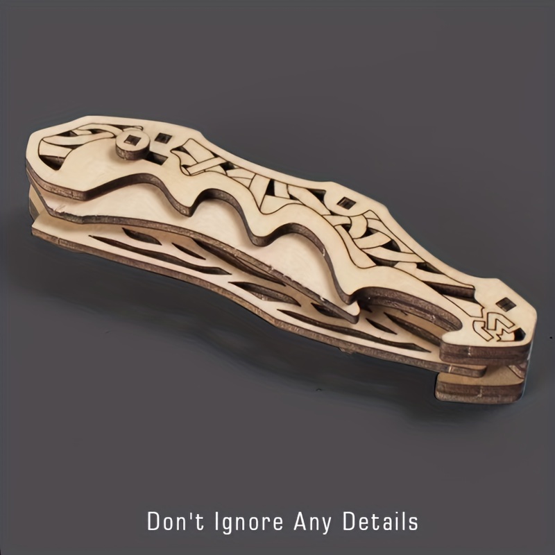 Wooden 3d Puzzle Butterfly Knife Folding Knife 3d Three - Temu