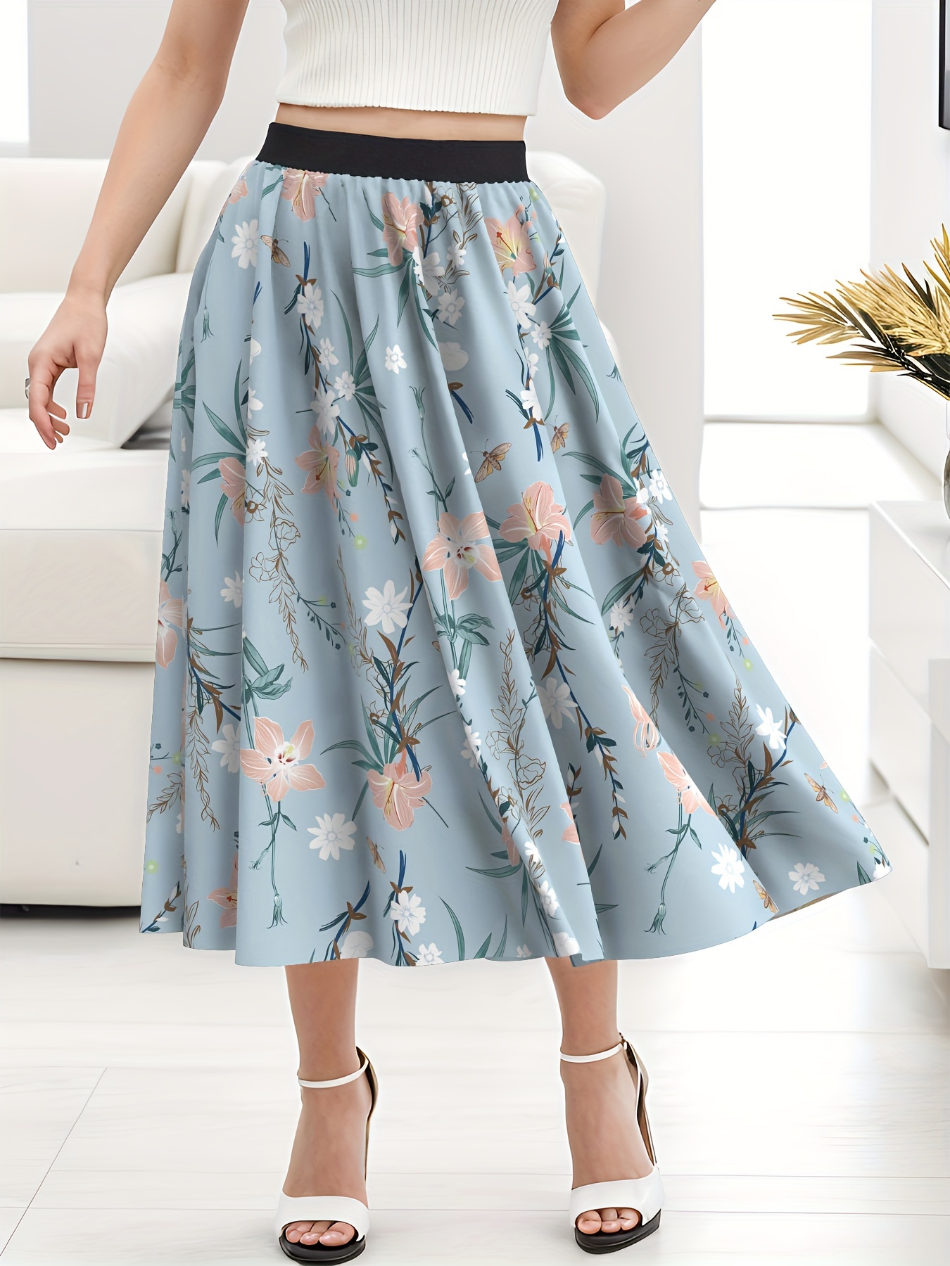 Women's Elastic High Waist Skirts Ladies Solid Pleated Tiered Flowy Midi  Skirt 2024 Summer Beach Maxi Skirt Dress : : Clothing, Shoes &  Accessories