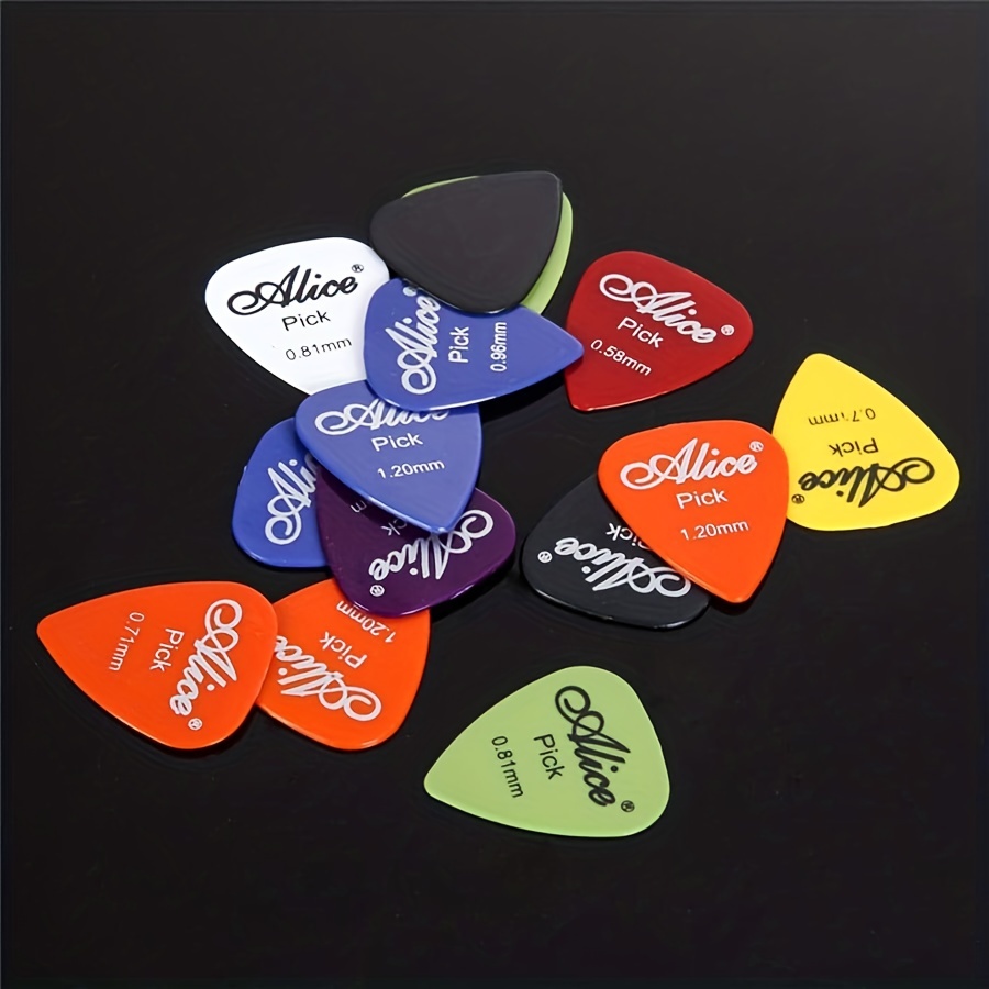 10pcs Mixed Color Multi-Sized Picks 0.58mm 0.71mm 0.81mm 0.96mm 1.2mm 1.5mm Guitar Picks Wooden Guitar Ukulele Frosted Picks Beginner Practice Plastic Picks