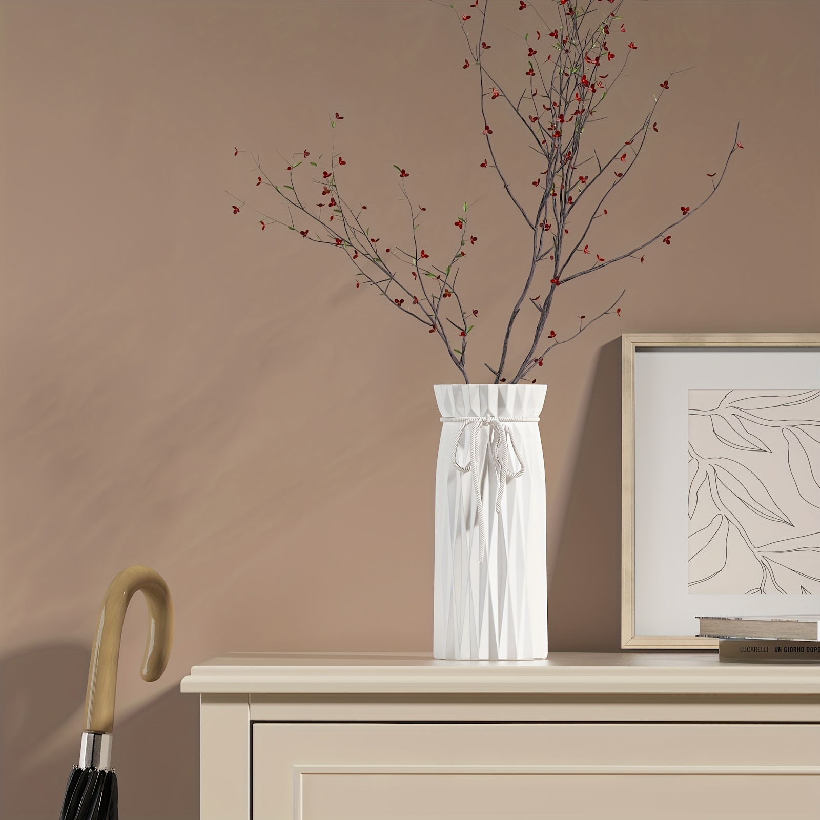 Jarrón blanco alto de cerámica grande de 24 pulgadas, jarrones decorativos  para decoración moderna del hogar, sala de estar, oficina, dormitorio
