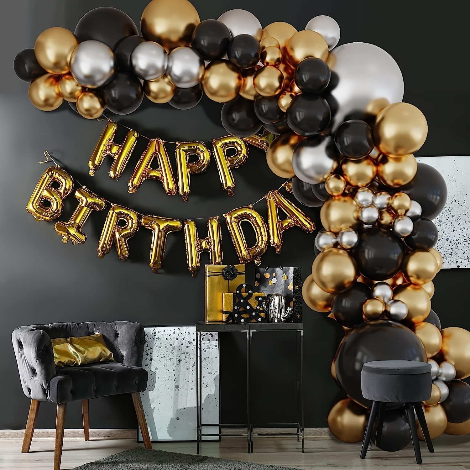 Conjunto de globos de látex con grabado de cumpleaños