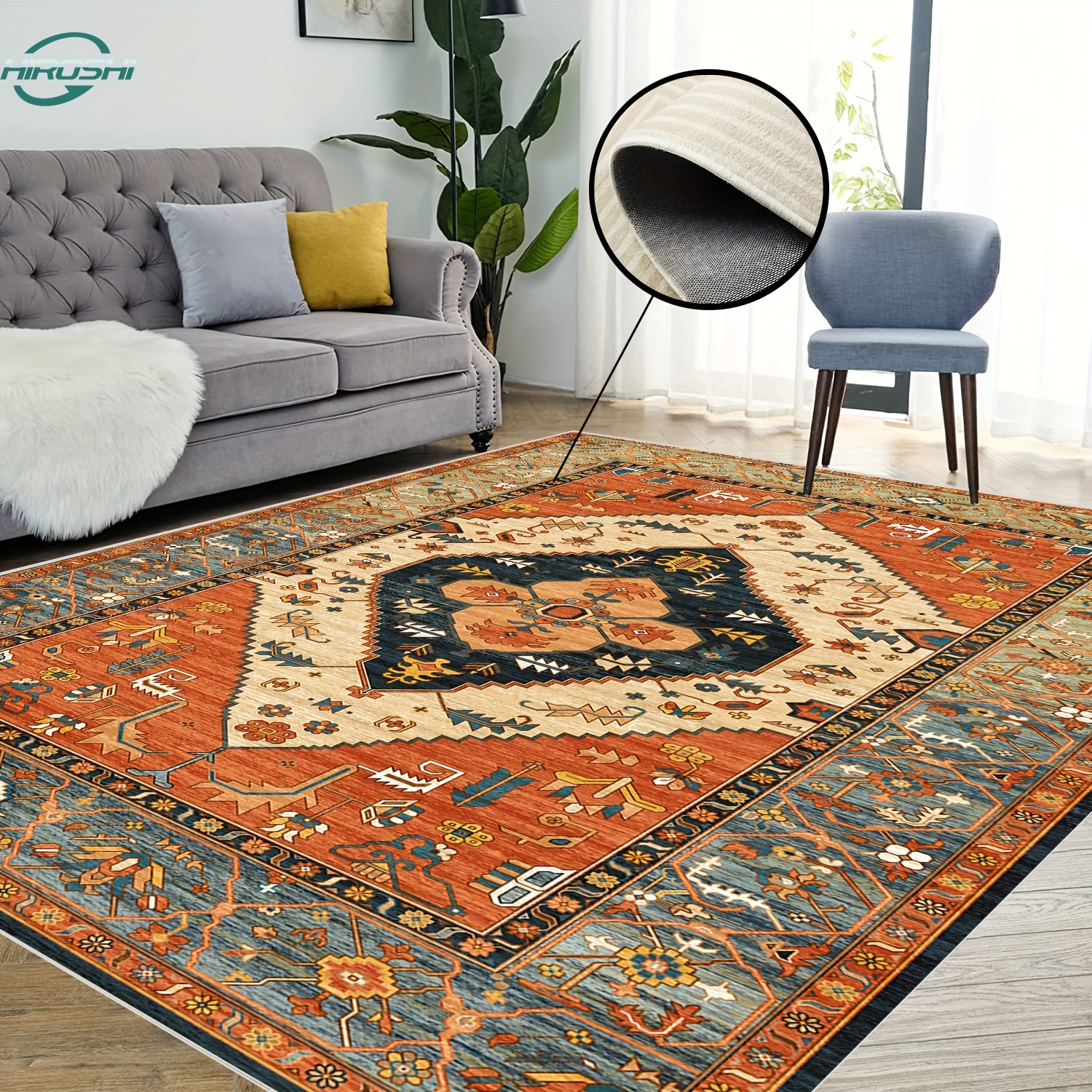Large Oriental Floor Carpets under Dining Room Table, Luxury Thick and