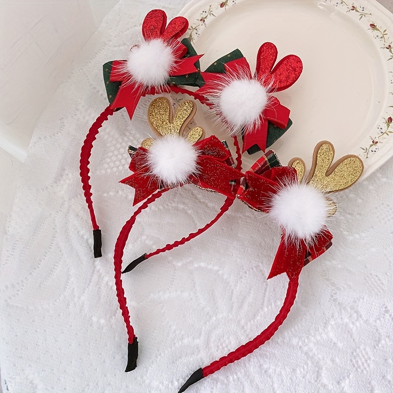 Christmas Antlers Bell Headband Shimmering Cute Head Hoop - Temu