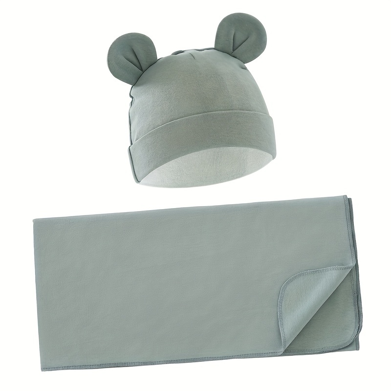 2pcs Newborn Swaddle Hats, Soft Printed Elastic Wrap