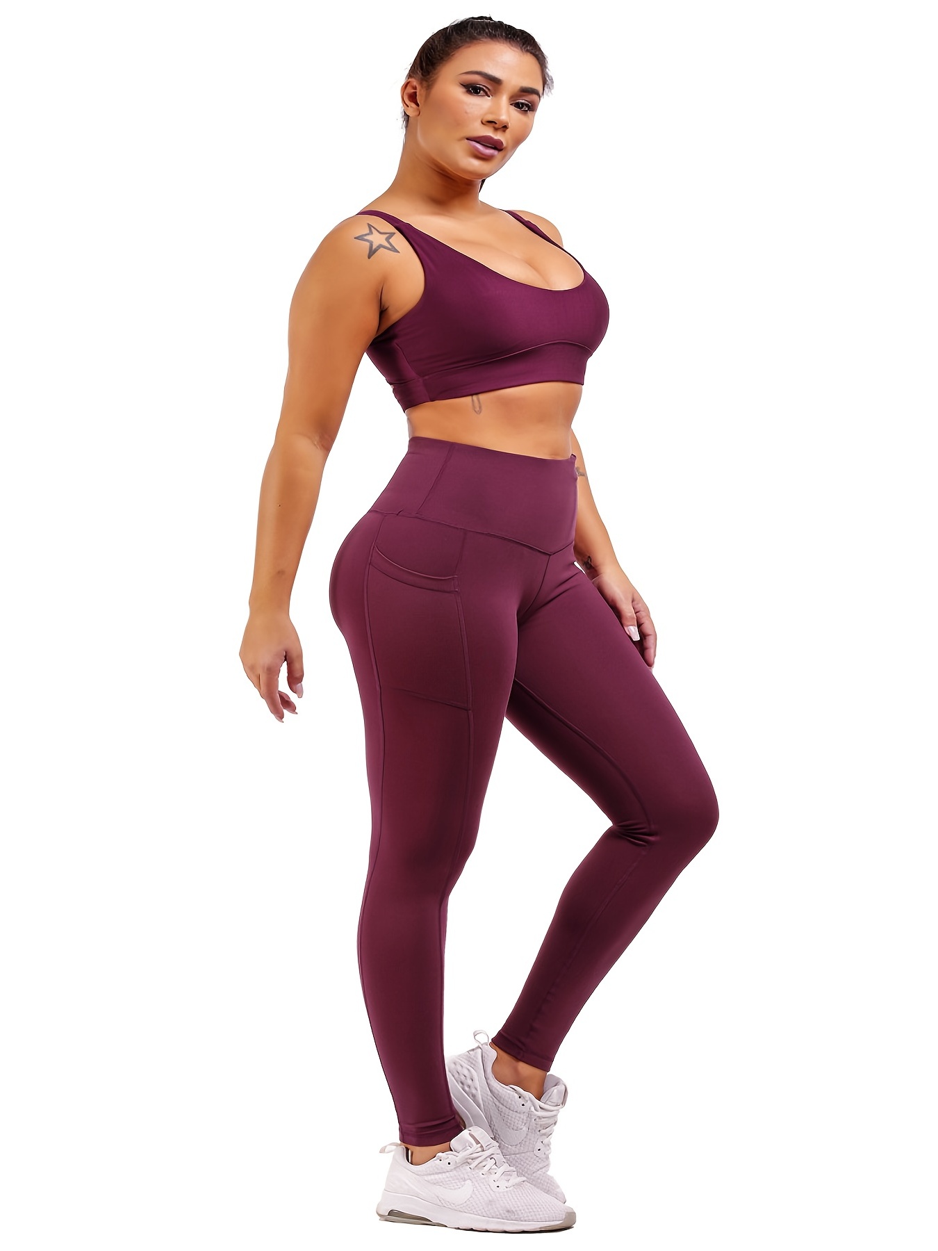 Solid Color Comfort Leggings High Waist Breathable Fitness - Temu