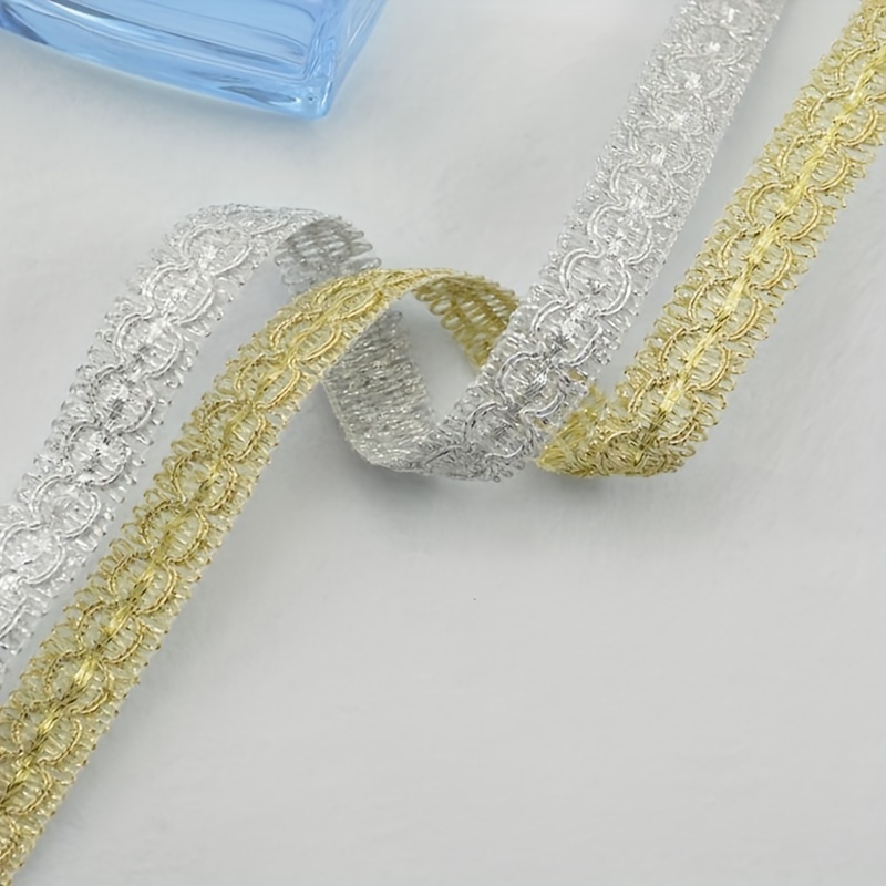 Bling Gold Silver Lace Curve Fabric Trim Ribbon Craft DIY Braided