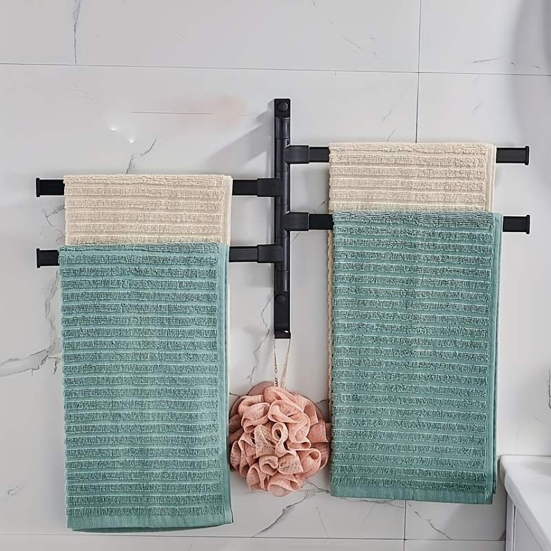 Black Swivel Towel Bar Space Saving Shower Towel Rack For - Temu