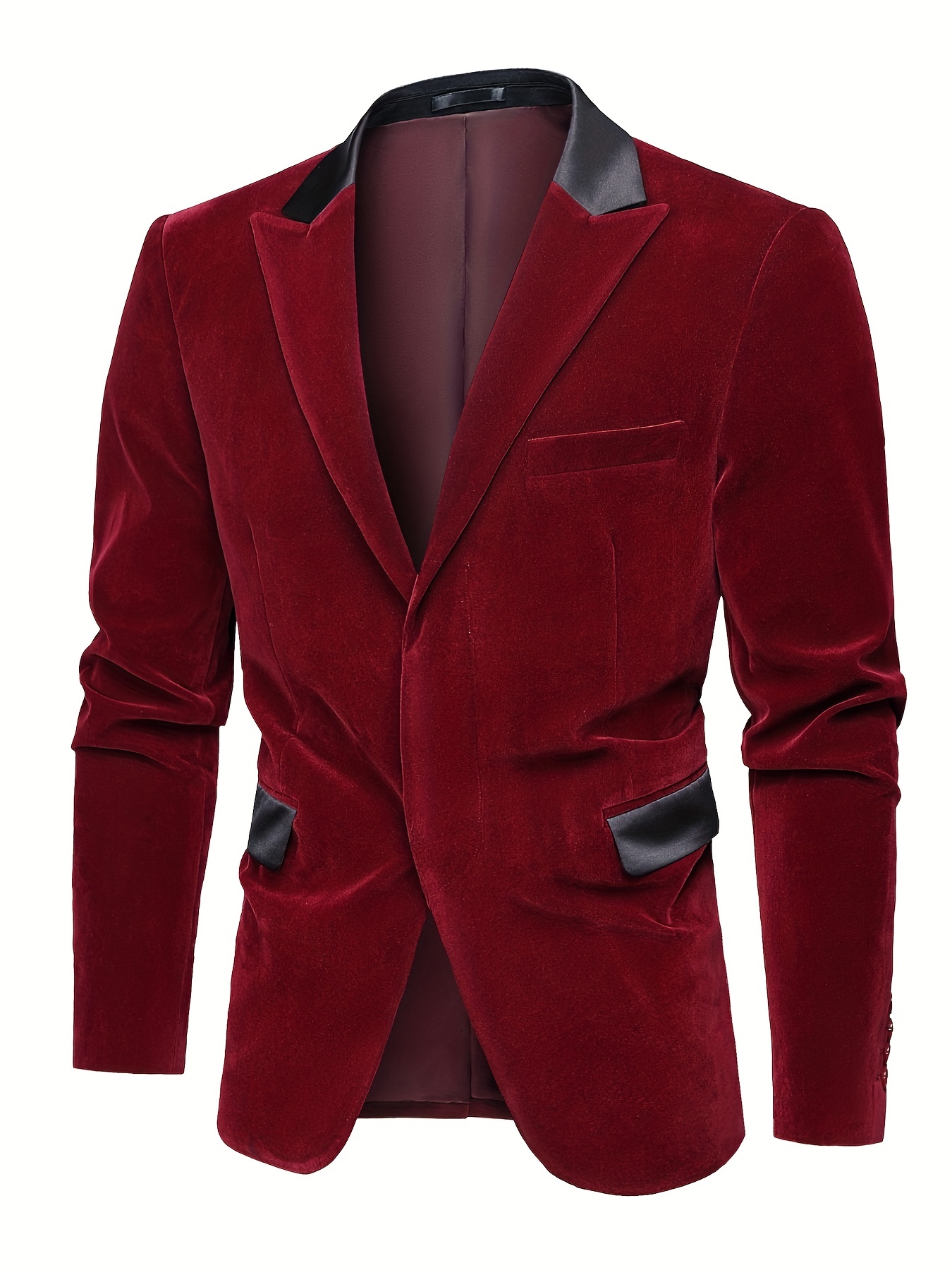 Men's Red Velvet Elegant Suit, Casual Style, Gentleman's Business Suit