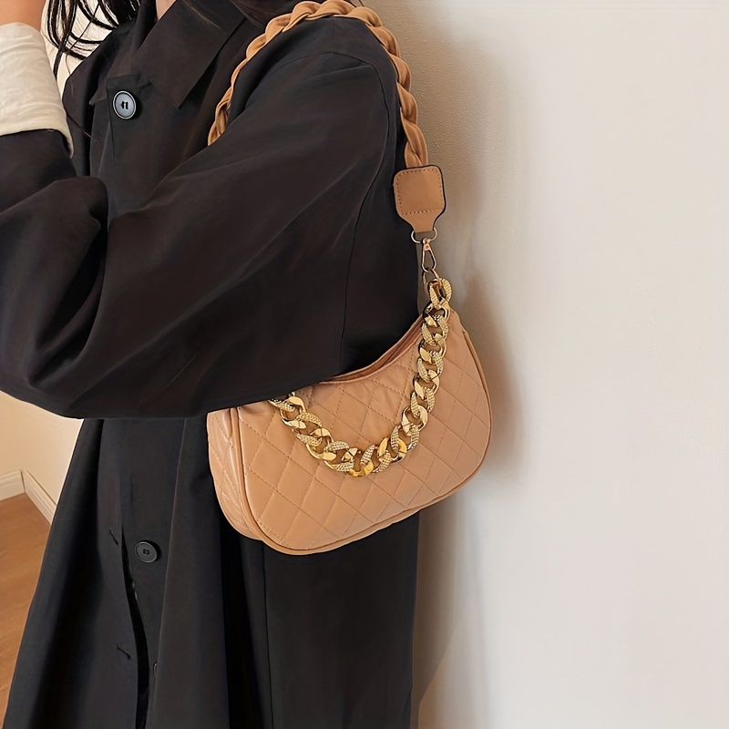 Fashion Ladies Chain Shoulder Bags Solid Color Women Underarm Bag