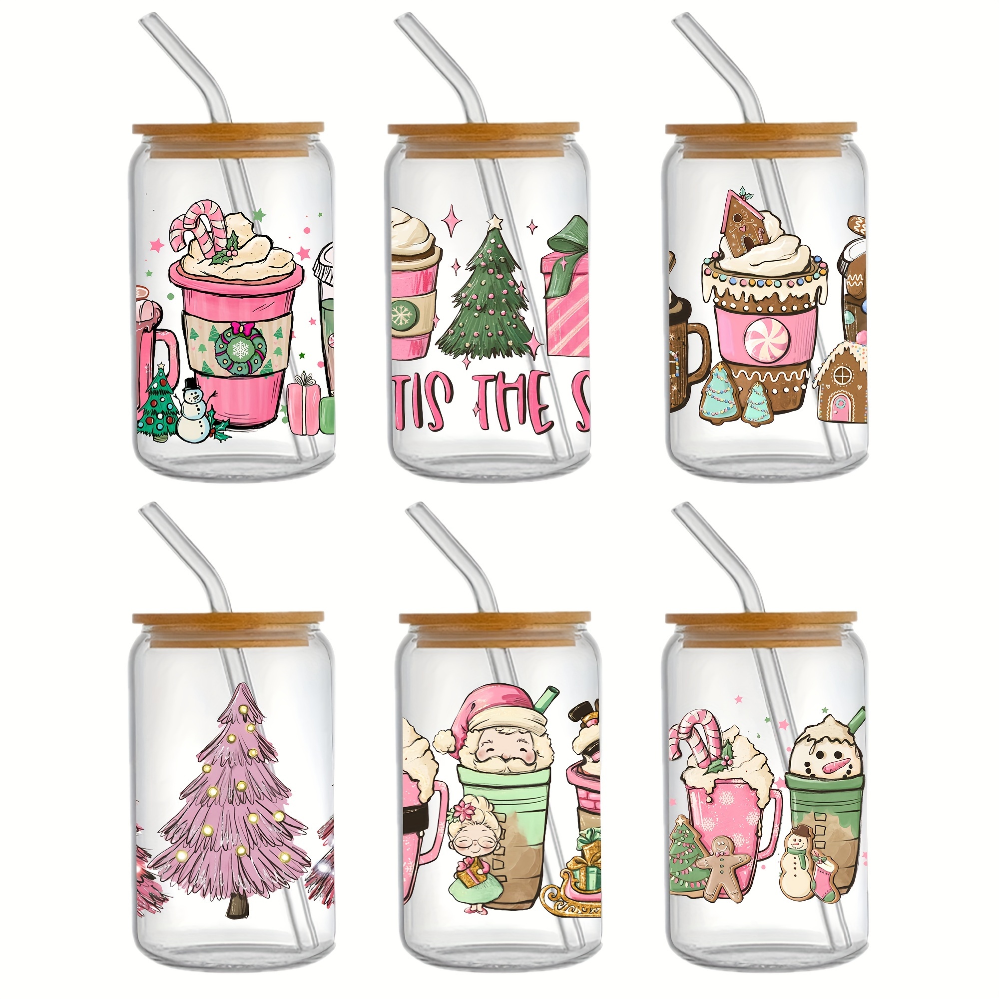 Uv Dtf Cup Wrap Decals Christmas Design Uv Dtf Transfer - Temu