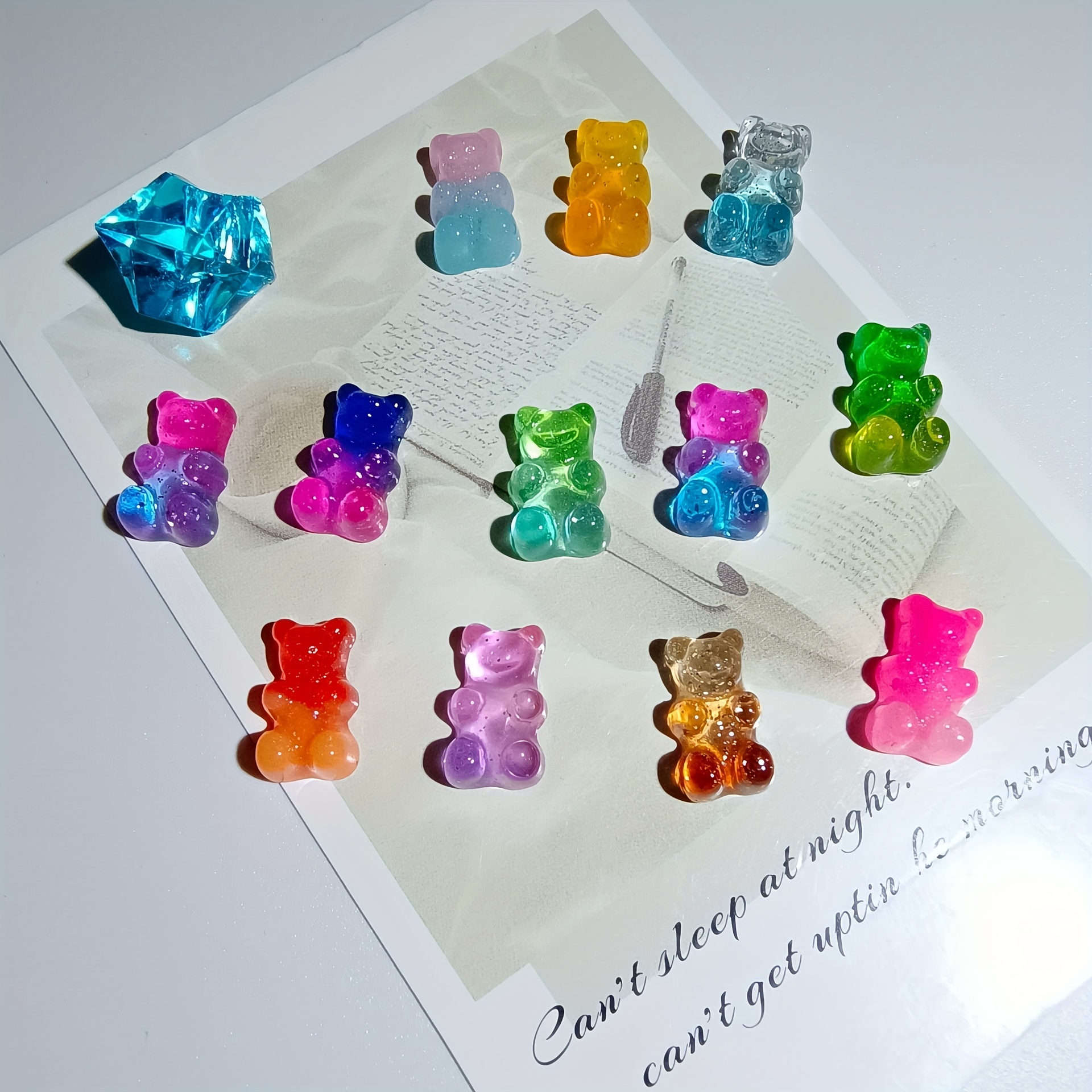 50 Piece Multi/Assorted￼ Colored Resin Glitter Gummy Bear Charms All  Flavors
