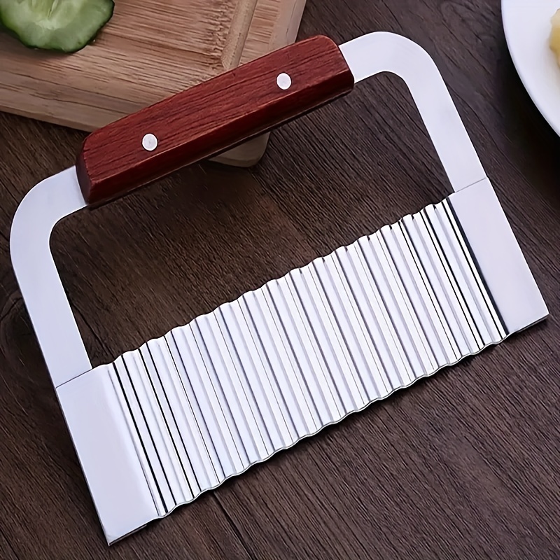 Chip Wave Knife Stainless Steel French Fries Cutter Potato Wave Cutter,  Wooden Handle, Potato Knife, Wave Knife, Vegetable Crinkle Chip Cutter Tool