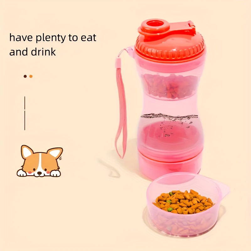 Portable Dog Water Bottle With Food Container Outdoor Water - Temu