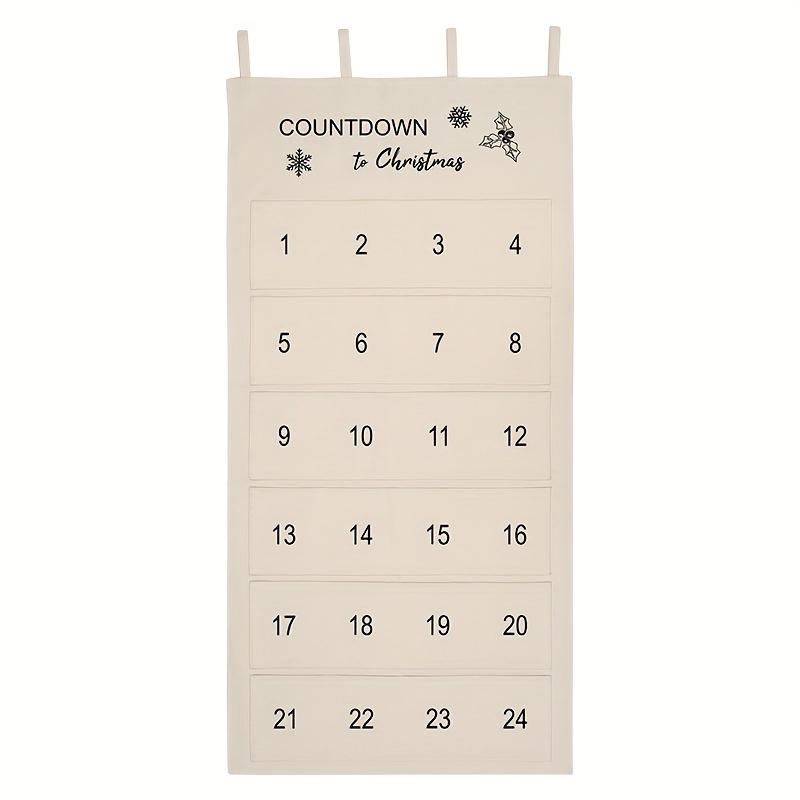 

1pc Christmas Advent Calendar With 24 Embroidered Logo Pockets Wall Hanging Bag, Suitable For Home Christmas Countdown Decoration