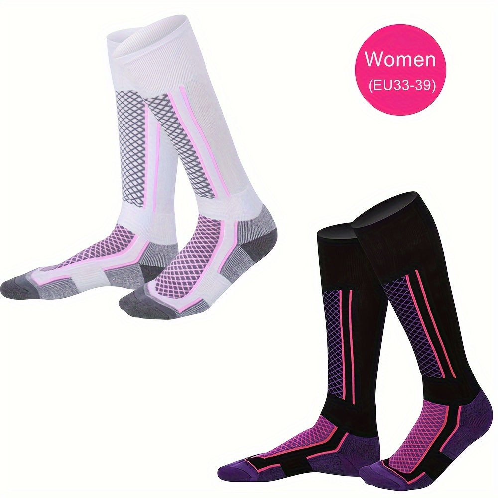 TEMU (pack) Men' & Women' Heavy-duty Winter Thermal Ski Socks - Weather Hiking, Sports, High- - Thick Warm Breathable Nylon Long Socks () - Machine Washable