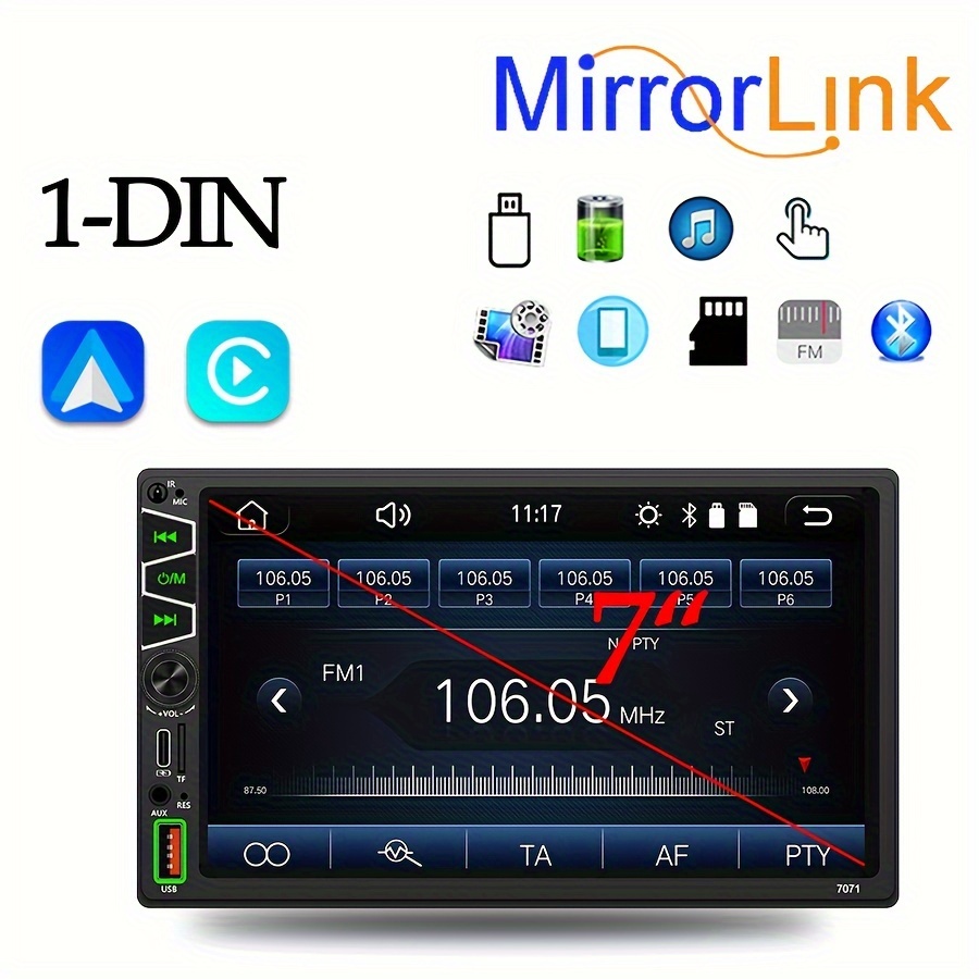 1 Din Android Carplay Car Stereo Radio 180° Rotating Screen - Temu