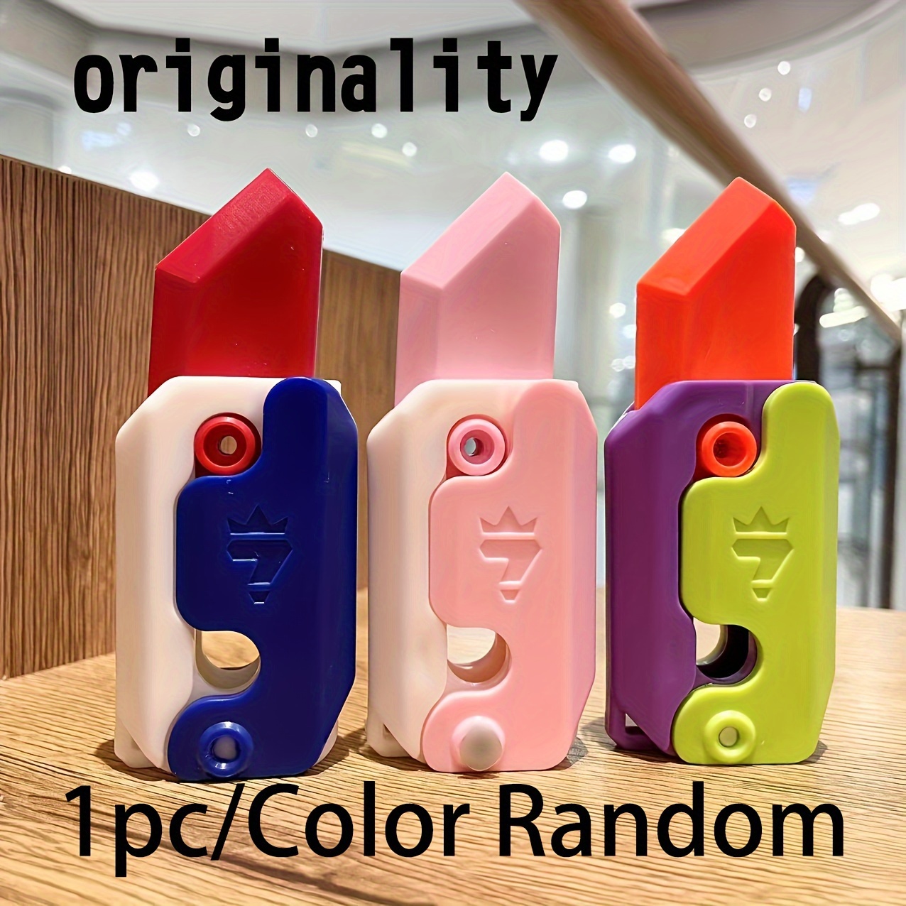 2pcs 3D Printed Children's Gravity Mini Radish Knife Telescopic Knife, Male  And Female Portable Decompression Toy