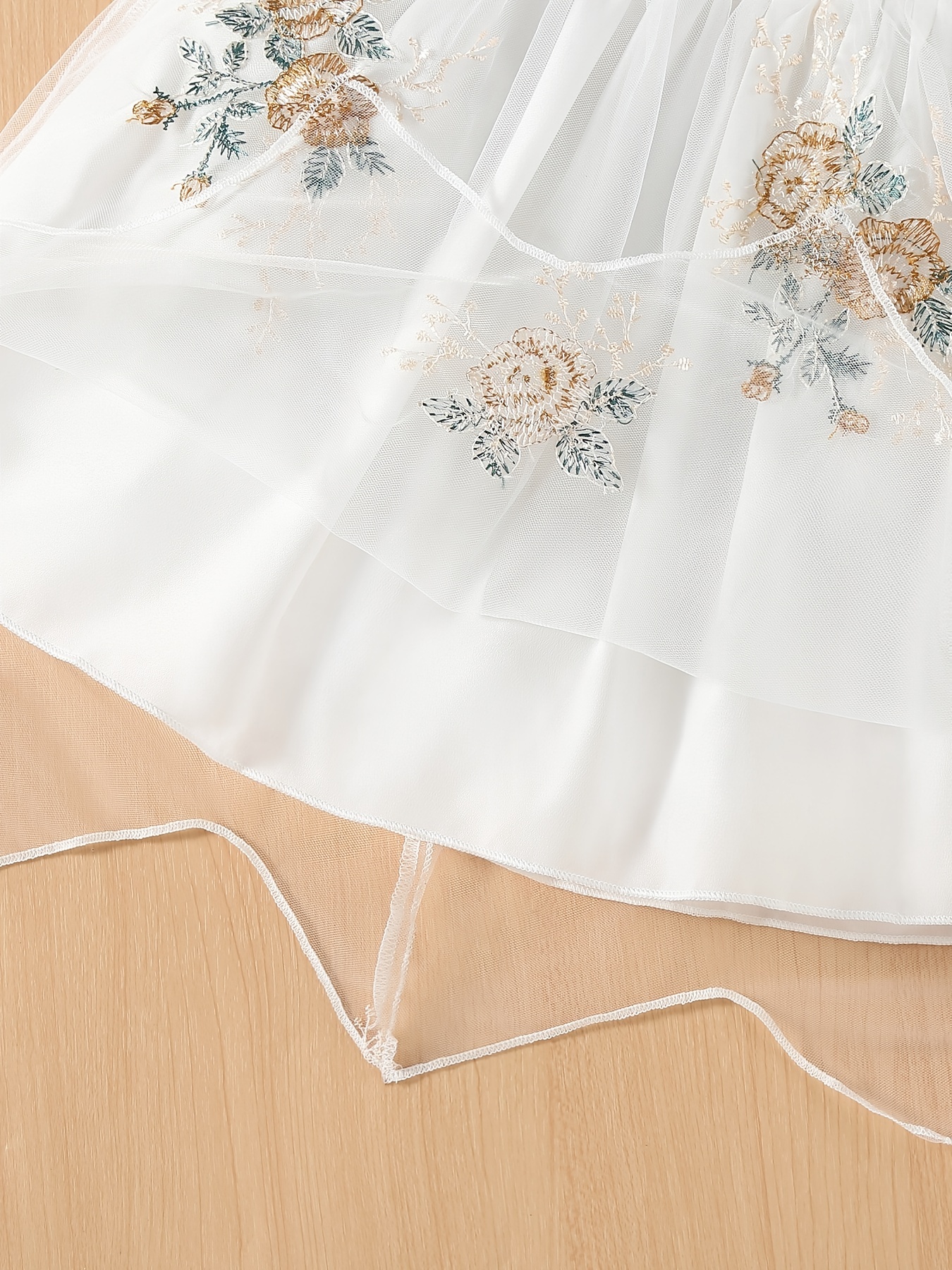 Mesh Flower Embroidery Hat & Ruffled Set for Kids