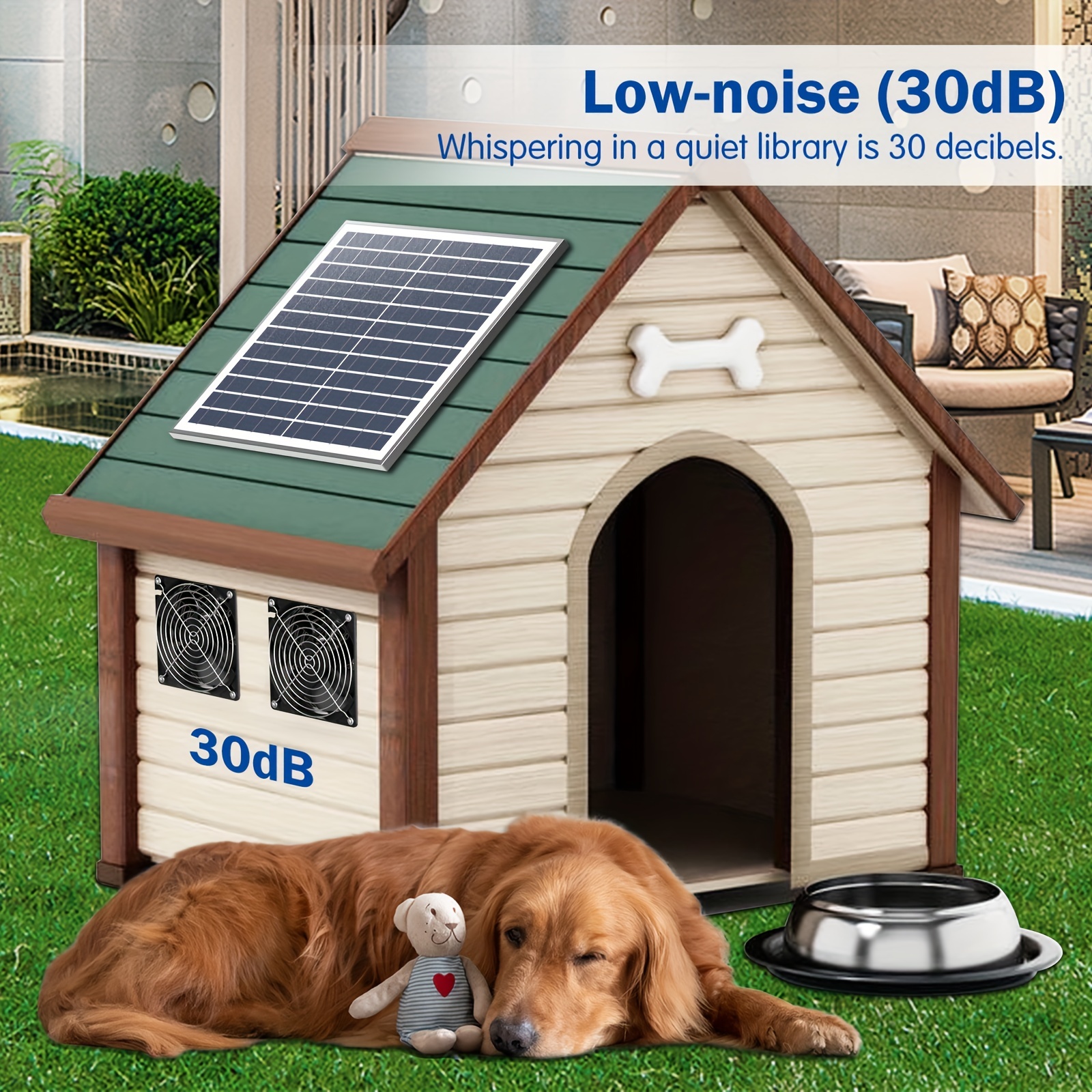 LiLDiHO Solar-Ventilator, solarbetrieben, für Schuppen, Solar-Ventilator  für Gewächshaus, 15 W Solarpanel + 2 Stück  Hochgeschwindigkeits-DC-Ventilator, Hundehaus, DIY Kühlung  Belüftungsprojekt : : Garten