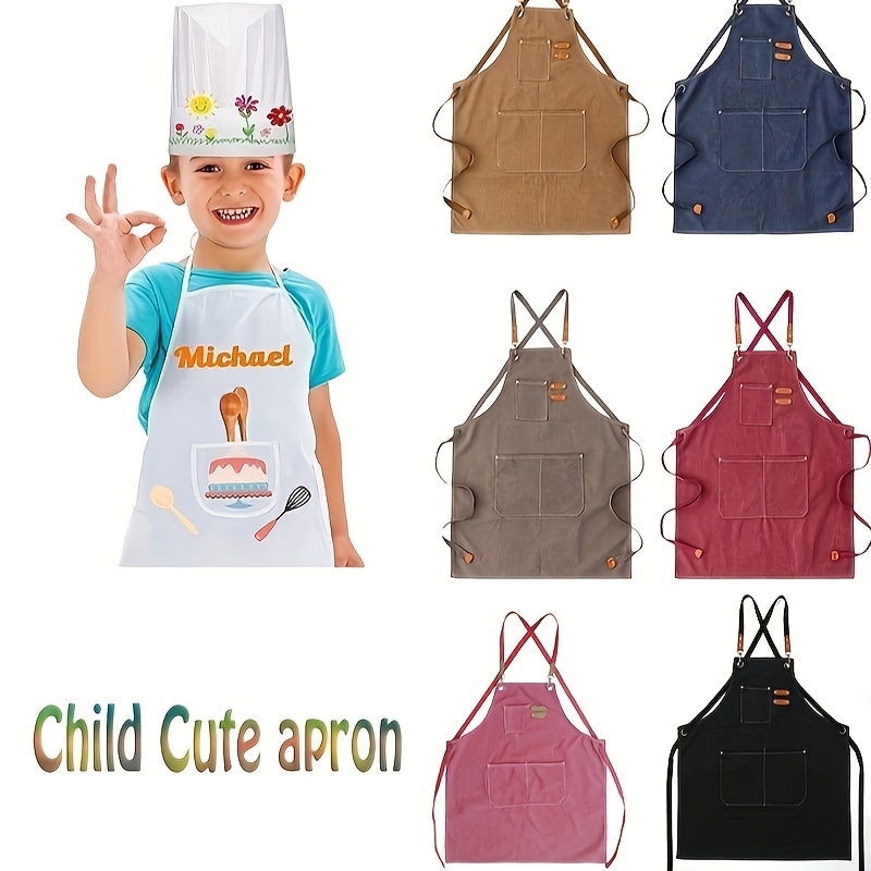  Delantales de niños, delantal de algodón para niño, con correa  ajustable en el cuello, delantal de chef infantil, S : Juguetes y Juegos