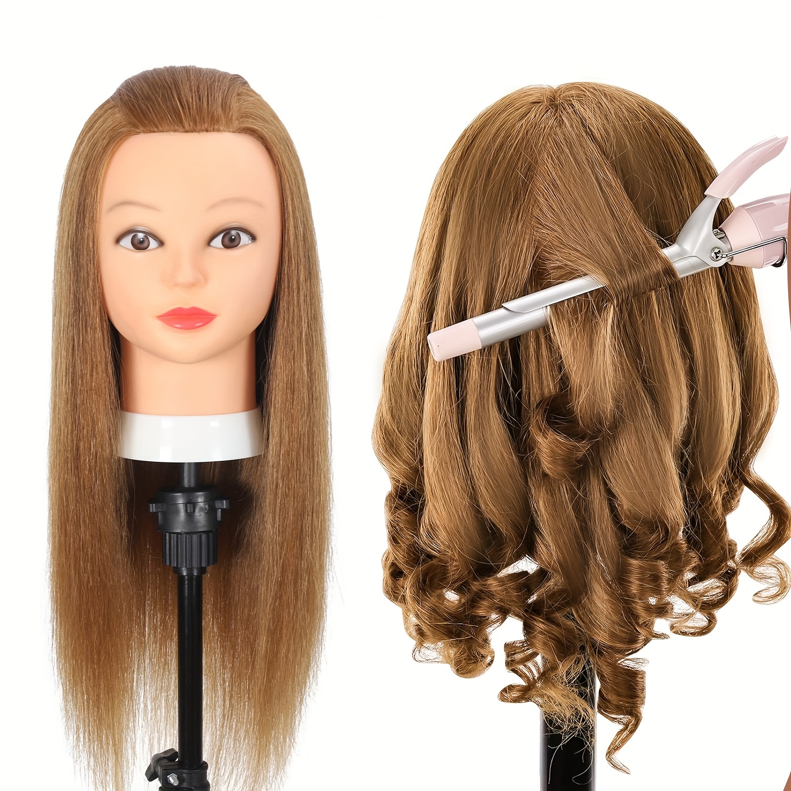

100% Real Hair Mannequin Head With Human Hair Hairdresser Cosmetology Mannequin Manikin Training Practice Styling Doll Head With Free Clamp Holder