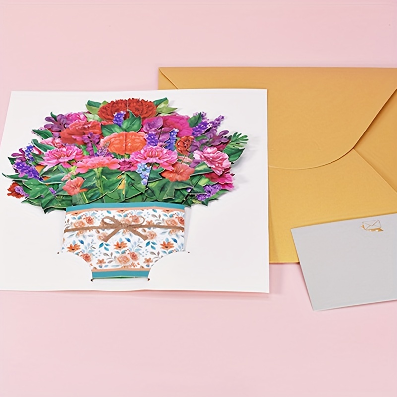 Dropship 3D Pop Up Flower Bouquet Paper Flowers Cards; Forever Flower  Bouquet Birthday Gift Greeting Cards With Note Card And Envelope For Women  Girls Wife Mom Lovers Friend to Sell Online at