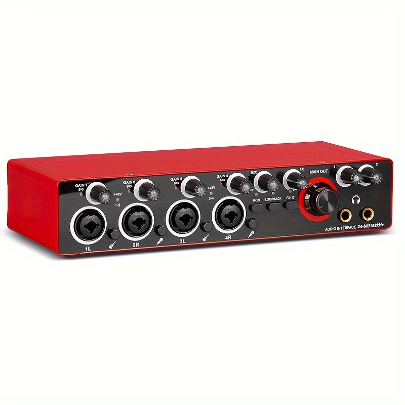 Audio Interface Sound Card With Monitor, Electric Guitar Live Recording  Professional Studio Mixer 24Bit/196kHz For Recording Music, XLR Interface  With