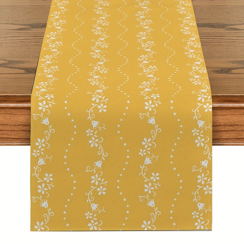 

1pc, Table Runner, Small Fresh Style Floral Decorative Table Runner, Simple Geometric Yellow Table Runner, Dining Table Decor, Room Decor
