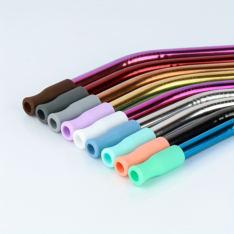 Reusable Silicone Straw Tips - Multi-color Covers For Wide Stainless Steel  Straws - Temu