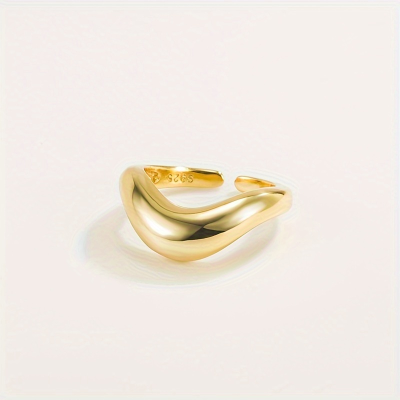 Minimalist Japanese Wave Open Ring S925 Sterling Silver 3D Design