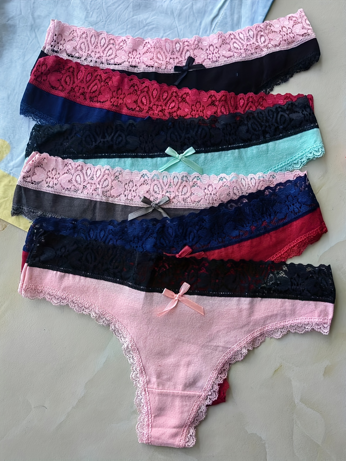 5pcs Girls Lace Low-Rise Solid Panties Young Ladies Briefs Lingerie  Boyshort For Women Teenages Student Underwear